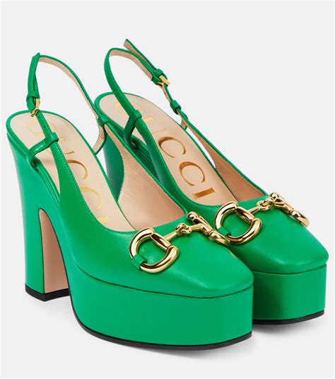 gucci horsebit leather slingback pumps.